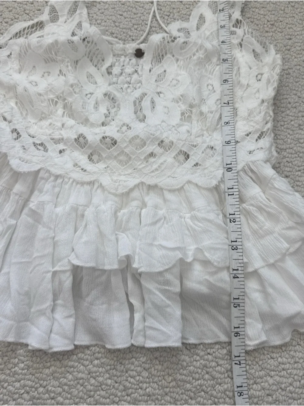 Free People White Crochet Lace Ruffled Cami - Picture 7 of 9